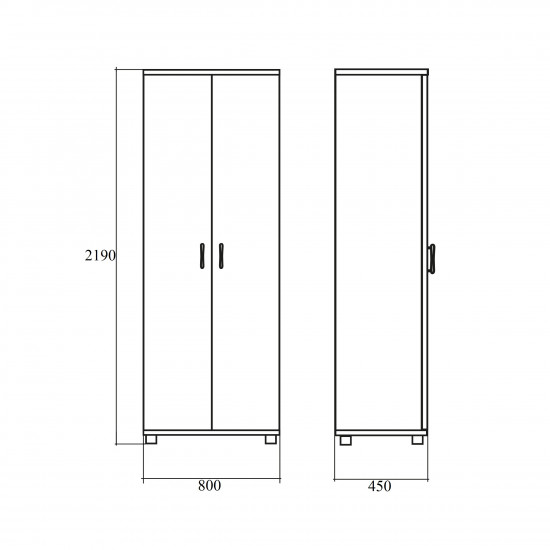Шкаф высокий Формула 372ФР, закрытый, 2 двери, 80*45*219, венге темный, 630*2+375