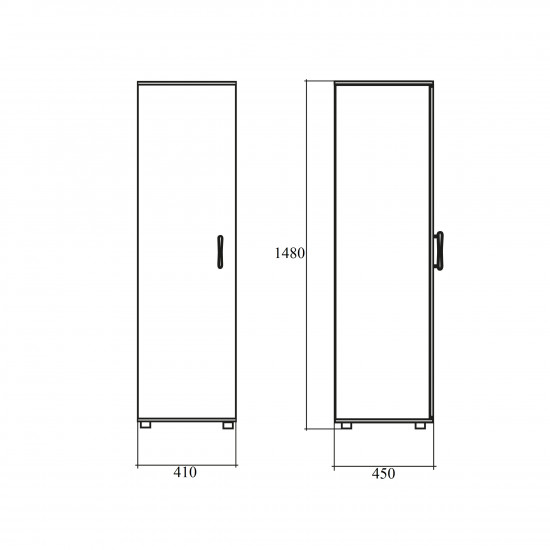 Шкаф средний Формула 359ФР, узкий, закрытый, 1 дверь, 41*45*148, венге темный