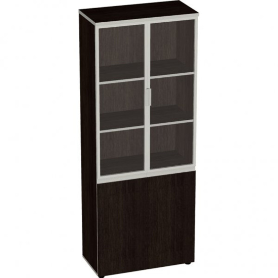 Шкаф высокий Vita, закрытый, со стеклом, в алюминиевой рамке, 4 двери, 777*387*1980, сосна ларедо