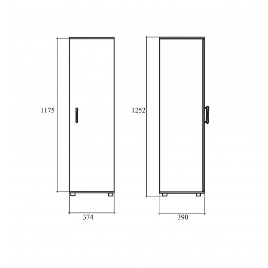 Шкаф средний Монолит, узкий, закрытый, 1 дверь, 374*390*1252, серый