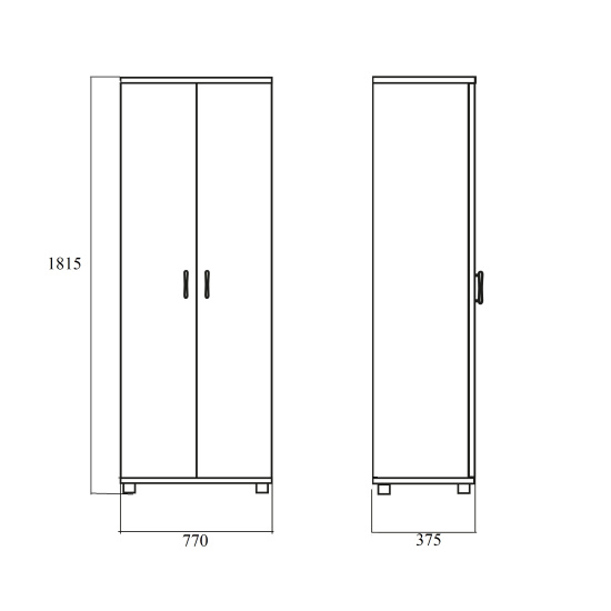 Шкаф высокий Simple SR-5W.1, закрытый, 2 двери, 770*375*1815, белый
