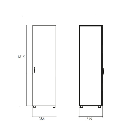 Шкаф высокий Simple SR-5U.1R, узкий, закрытый, 1 дверь, 386*375*1815, белый