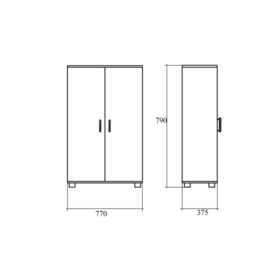 Шкаф низкий Simple SR-2W.1, закрытый, 2 двери, 770*375*790, дуб сонома