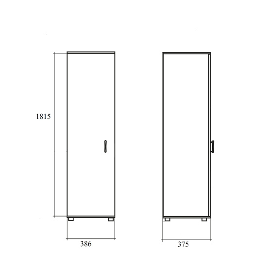 Шкаф высокий Simple SR-5U.1L, узкий, закрытый, 1 дверь, 386*375*1815, дуб сонома
