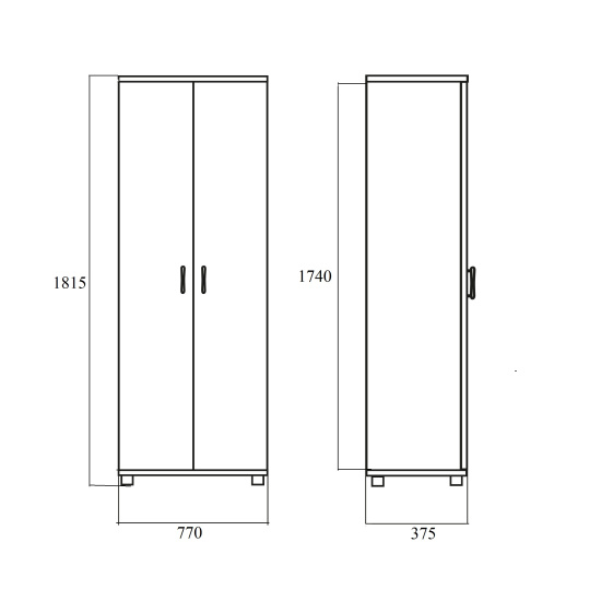 Шкаф для одежды Simple SR-G.1, 2 двери, 770*375*1815, дуб сонома