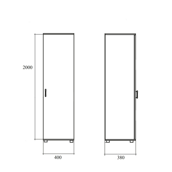 Шкаф высокий Комфорт К382 ОФ, узкий, закрытый, 1 дверь, 400*380*2000, французский орех