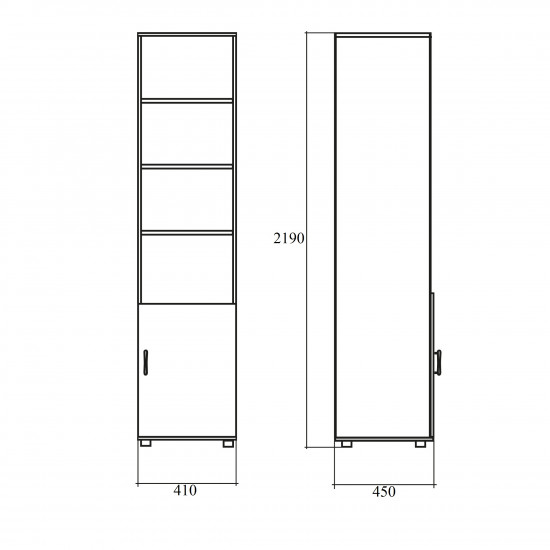 "Формула"  380ФР (620+376) Шкаф для документов узкий (одна низкая дверь) 41*45*219 - венге темный