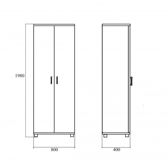 Шкаф высокий Дублин ДБ40.30, закрытый, 2 двери, 800*400*1980, белый, ДБ24+ДБ29*2