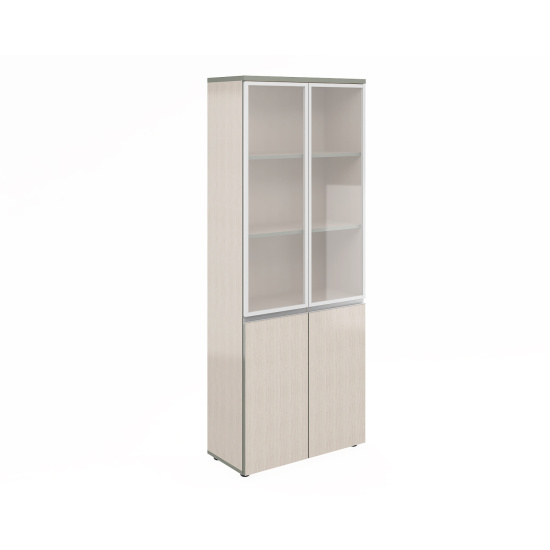 Шкаф высокий Vita, со стеклом, в алюминиевой раме, 4 двери, 777*387*1980, сосна карелия