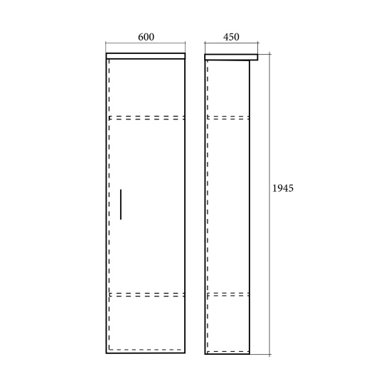 Шкаф для одежды Статус, узкий, с топом, 1 дверь, 600*483*1945, орех артемида