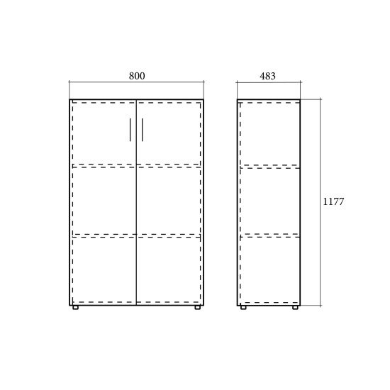 Шкаф средний Статус, закрытый, с топом, 2 двери, 800*483*1177, венге новый