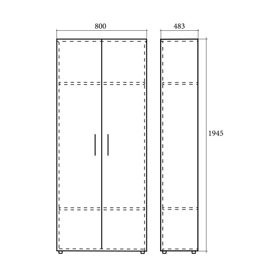 Шкаф для одежды Статус, с топом, 2 двери, 800*483*1945, венге новый