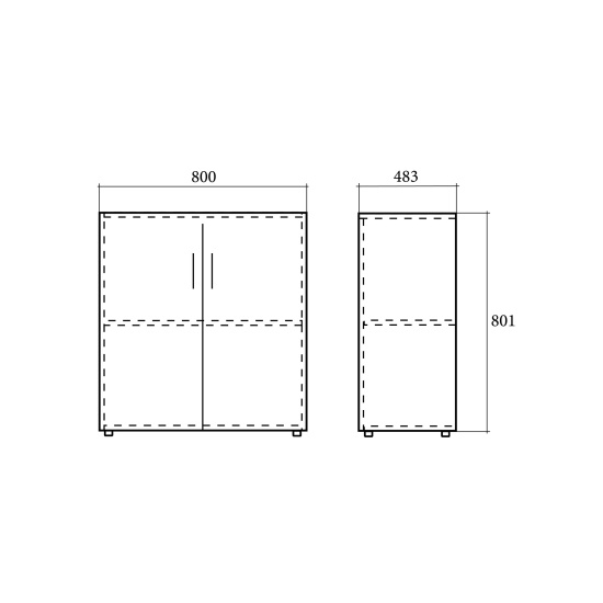 Шкаф низкий Статус, закрытый, с топом, 2 двери, 800*483*801, дуб молочный