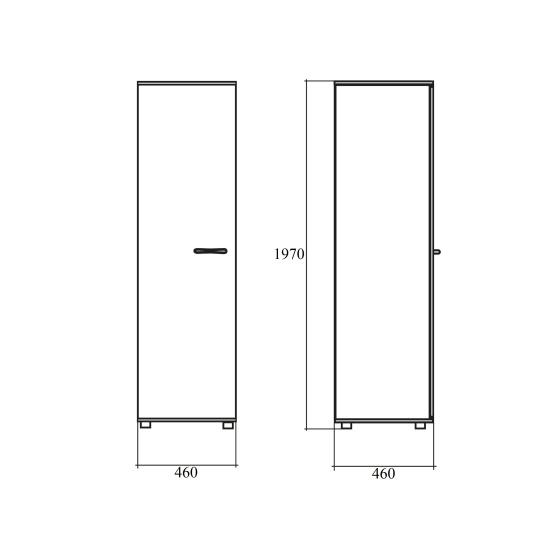 Шкаф высокий Патриот 0784 ОМ, узкий, закрытый, 1 дверь, 460*460*1970, миланский орех