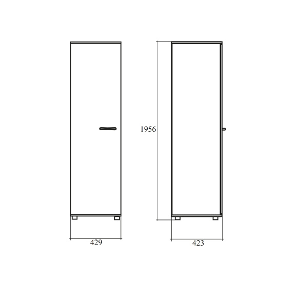 Шкаф высокий Morris МНС42.1, узкий, закрытый, 1 дверь, 429*423*1956, Дуб Базель/Белый