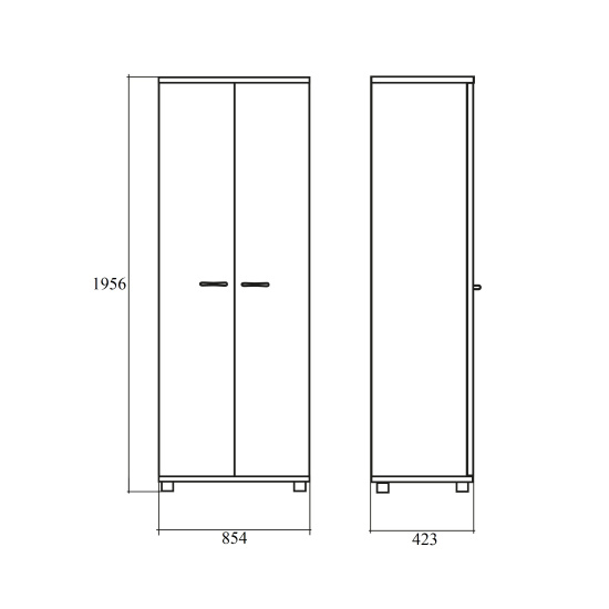 Шкаф высокий Morris МНС85.1, закрытый, 2 двери, 854*423*1956,  Дуб Базель/Белый