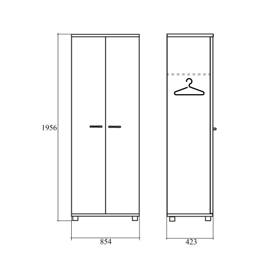 Гардероб Morris MCW85, MCW85-1/MHD42-2, 854*423*1956,  Дуб Базель/Белый