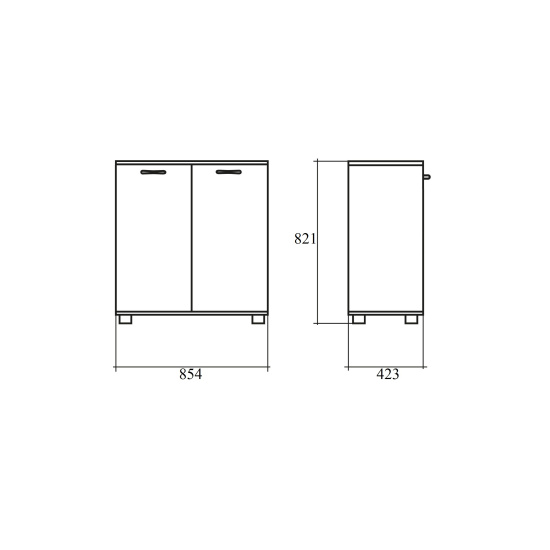 Шкаф низкий Morris trend МLС85.1, закрытый, 2 двери, 854*423*821, Антрацит/Кария Пальмира
