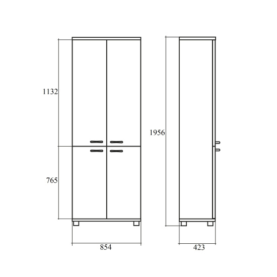 Шкаф высокий Morris trend МНС85.3, закрытый, 4 двери, 854*423*1956, Антрацит/Кария Пальмира