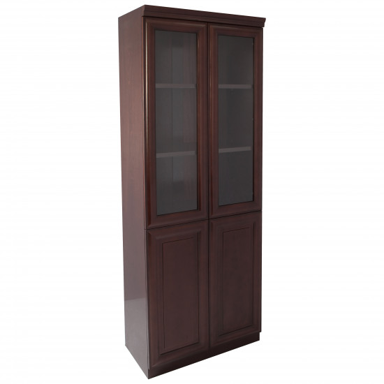 Шкаф книжный С-900, закрытый, со стеклом, 4 двери, Fiorenzo, 800*420*2200, шпон орех