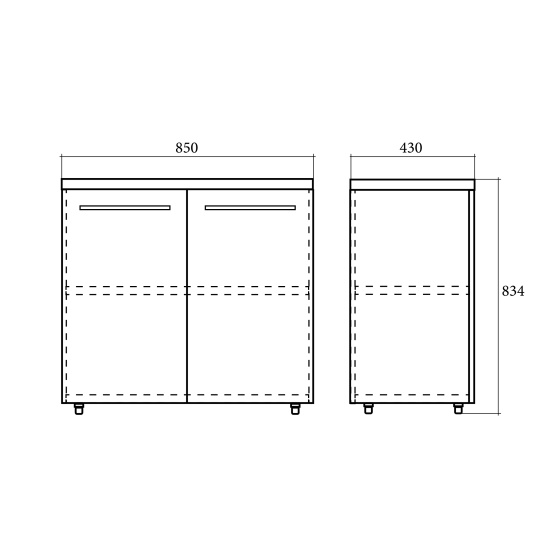 Шкаф низкий Alto ALC85.1, закрытый, 2 двери, 850*430*834, Венге Магия, ALC85+ALD42-2+AP85