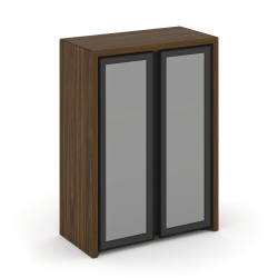 Шкаф средний Корнер/Corner COR.ST-2.4R 900*450*1231, закрытый со стеклом, 2 двери, Орех Лоренцо/Графит