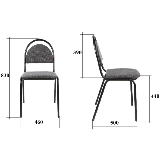 Стул офисный Фортуна, СИ56.14.01.00, каркас черный, кожзам черный