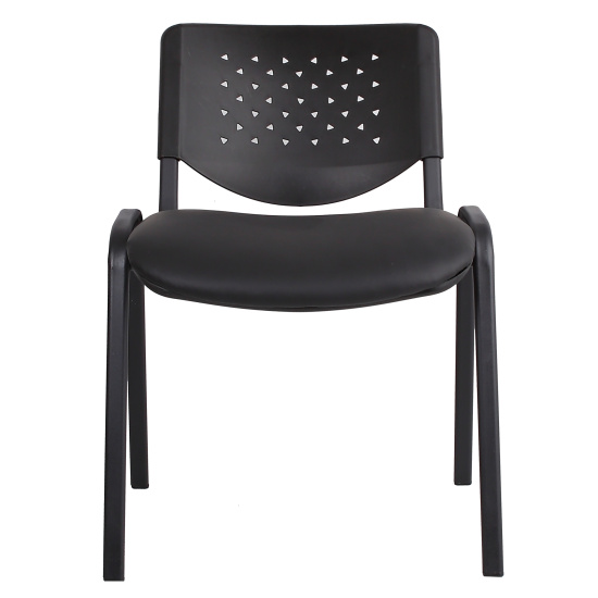 Стул офисный Дейзи кожзам черный, спинка пластиковая черная, каркас черный