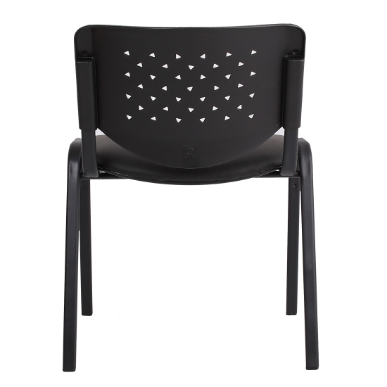 Стул офисный Дейзи кожзам черный, спинка пластиковая черная, каркас черный