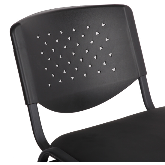 Стул офисный Дейзи кожзам черный, спинка пластиковая черная, каркас черный