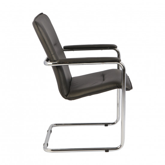 Конференц-кресло София DO №350 кожзам черный , каркас хром