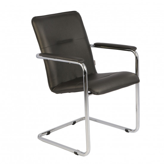 Конференц-кресло София DO №350 кожзам черный , каркас хром