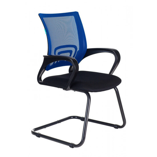 Конференц-кресло CH-695N-AV,BL,TW-11, спинка сетка синяя TW-05, сидушка ткань черная TW-11