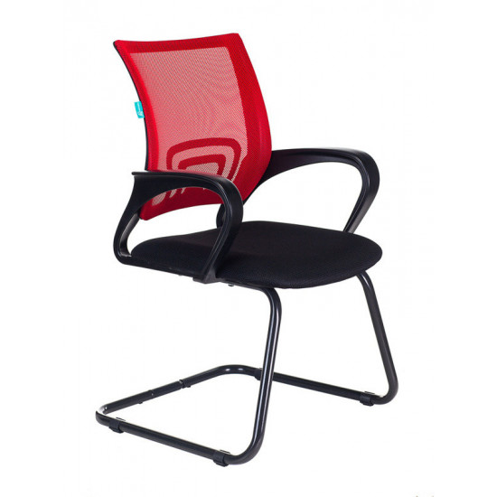 Конференц-кресло CH-695N-AV,R,TW-11, спинка сетка красная TW-35N, сидушка ткань черная TW-11