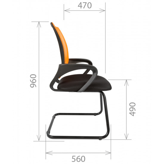 Конференц-кресло CH-696 V спинка ткань сетка оранжевая TW-66, сидушка ткань черная
