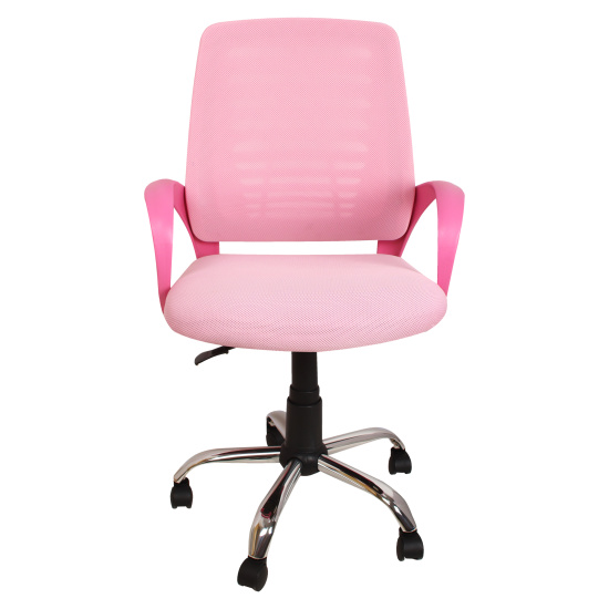 Кресло компьютерное детское Ирис pink TW-розовый/TW-розовый, крестовина хром