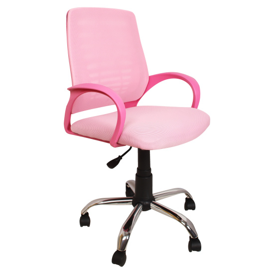 Кресло компьютерное детское Ирис pink TW-розовый/TW-розовый, крестовина хром