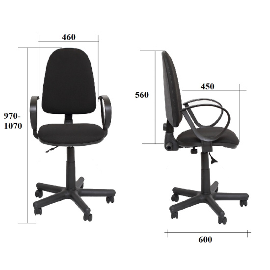 Кресло офисное Jupiter GTP (РМ60) С-73 ткань черно-серая в рубчик