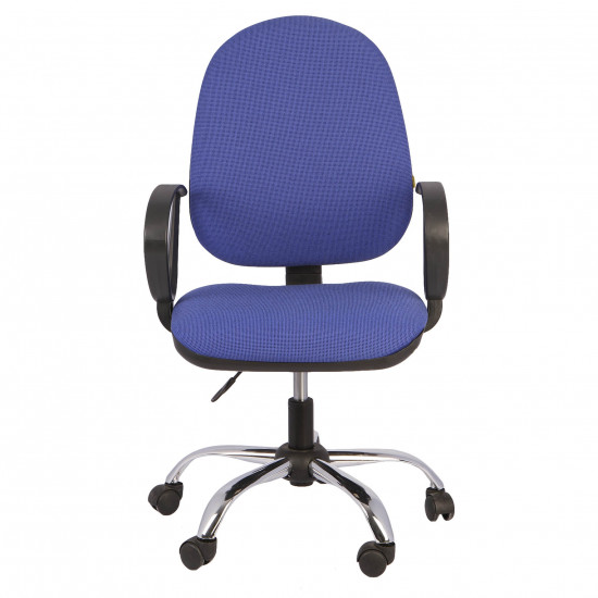 Кресло офисное Мартин хром рондо В-12 ткань синяя в рубчик