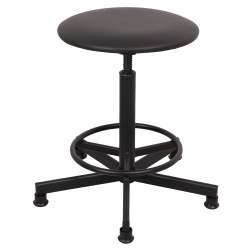 Кресло офисное РС 37, без спинки, винт, кожзам черный, крестовина металл/черный/стопки РС01.00.37
