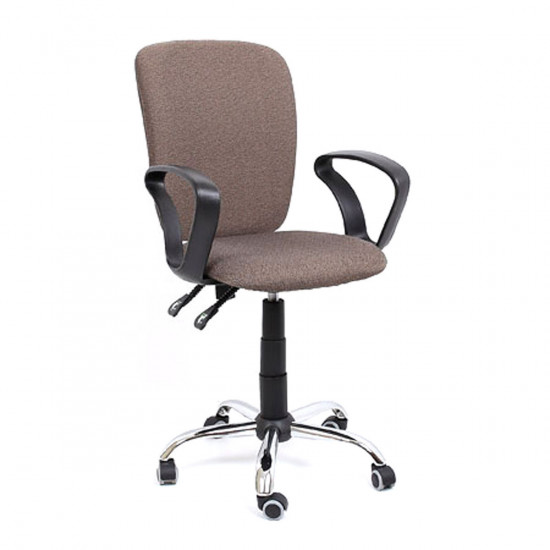 Кресло офисное Эмир Чарли КВ-28 ткань коричневая, хром крестовина