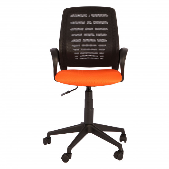 Кресло офисное Ирис стандарт спинка черная, сидушка TW оранжевая