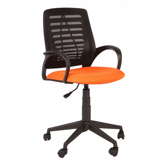 Кресло офисное Ирис стандарт спинка черная, сидушка TW оранжевая