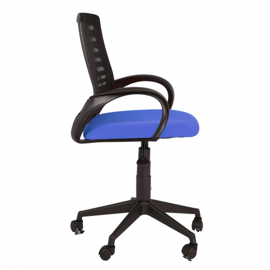 Кресло офисное Ирис стандарт спинка черная, сидушка TW синяя