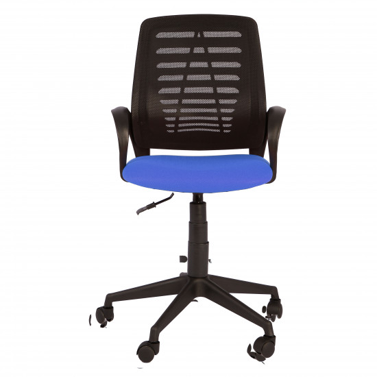 Кресло офисное Ирис стандарт спинка черная, сидушка TW синяя