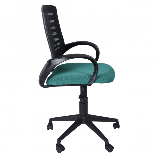 Кресло офисное Ирис стандарт спинка черная, сидушка TW темно-зеленая