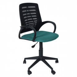 Кресло офисное Ирис стандарт спинка черная, сидушка TW темно-зеленая