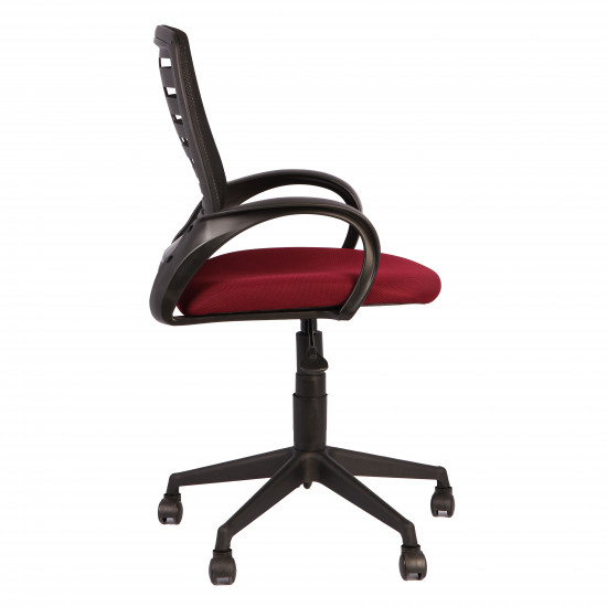 Кресло офисное Ирис стандарт спинка черная, сидушка TW бордовая