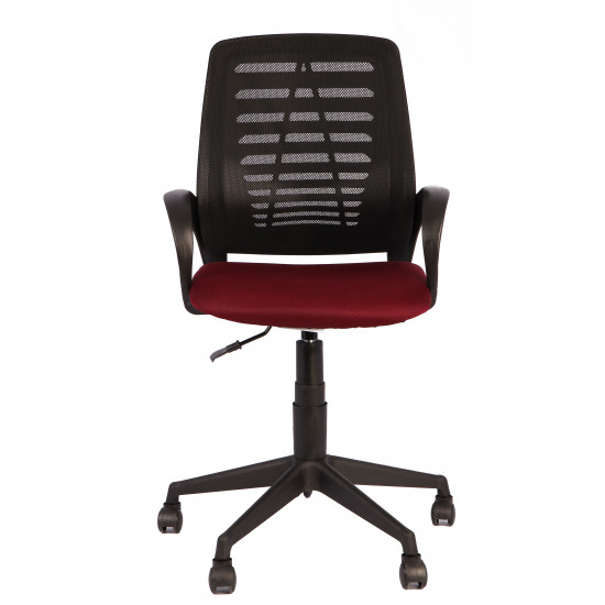 Кресло офисное Ирис стандарт спинка черная, сидушка TW бордовая