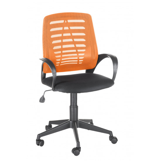 Кресло офисное Ирис стандарт спинка оранжевая W-013, сидушка TW-черная